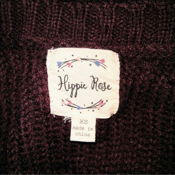 Hippie Rose Womens Sweater Pullover Size XS Burgundy Cold Shoulder Side … - Picture 5 of 7